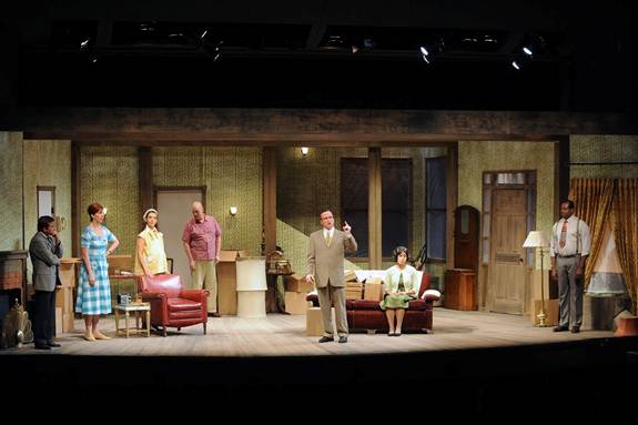 The cast of  “CLAYBOURNE PARK”             Scenic design by Patric Klein